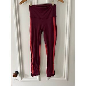 Lululemon maroon and coral striped leggings with sheer back 2